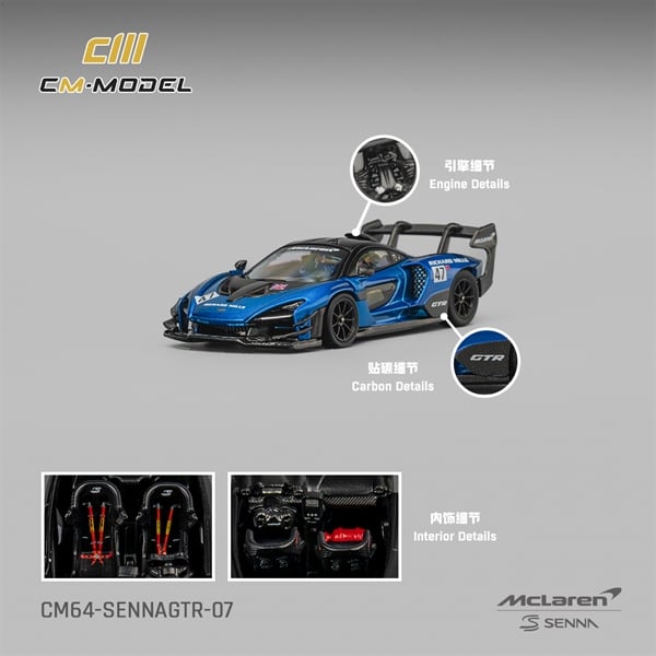  Mô hình xe Mclaren Senna GTR blue tỉ lệ 1:64 CM model CM64-SENNAGTR-07 