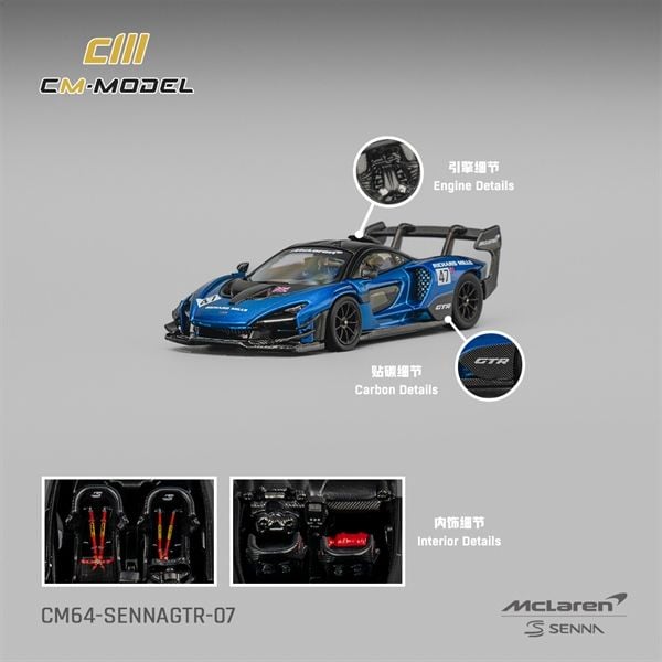  Mô hình xe Mclaren Senna GTR blue tỉ lệ 1:64 CM model CM64-SENNAGTR-07 