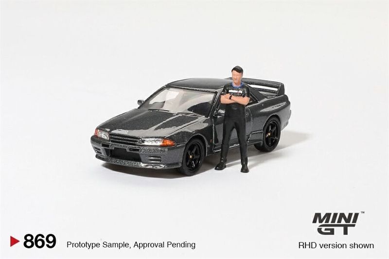  Mô hình xe Nissan Skyline GT-R (R32) Nismo Gunmetal W có fig Matsuda tỉ lệ 1:64 MiniGT MGT00869 