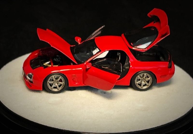  Mô hình xe Mazda RX7 red color full open tỉ lệ 1:64 PGM PGM-640804 