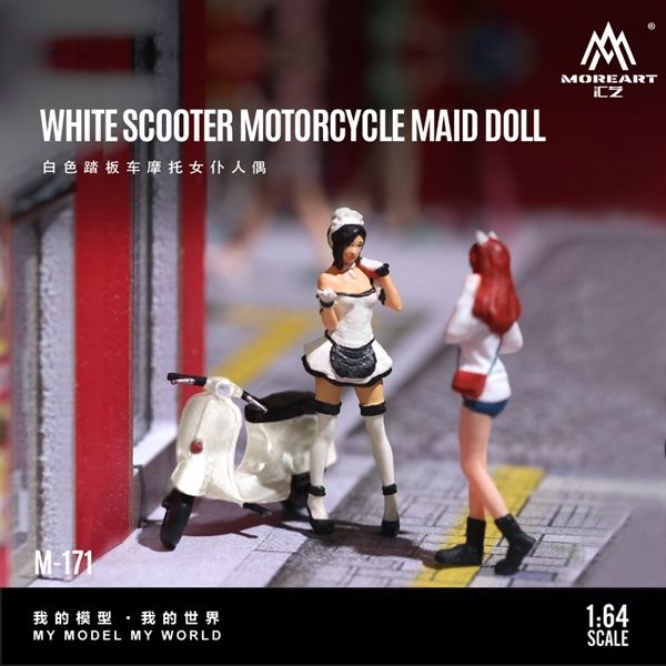 Mô hình nhân vật figure nữ White Scooter Motorcycle Maid tỉ lệ 1:64 More Art MO222171 