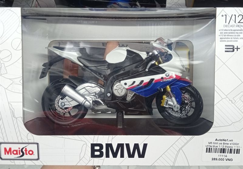  Mô hình xe Bmw s1000rr white blue 1:12 Maisto 1111 