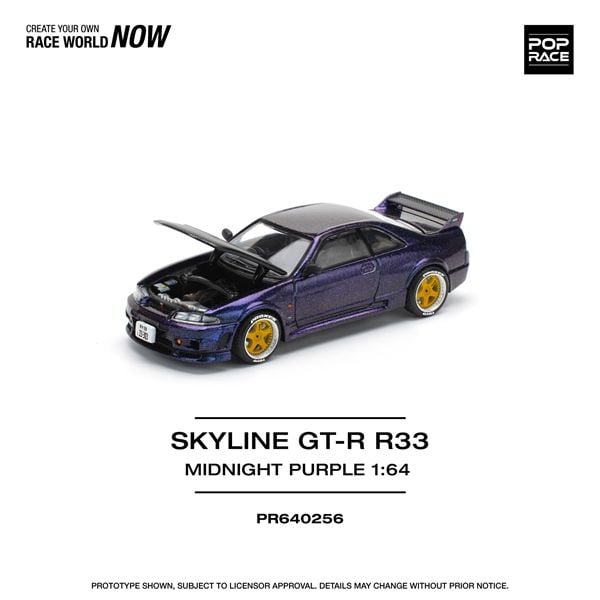  Mô hình xe Nissan skyline GT-R R33 Nismo midnight purple tỉ lệ 1:64 Poprace PR640256 