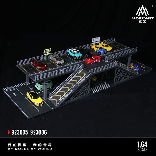  Hộp trưng bày mô phỏng A-Steel frame structure platform parking scene tỉ lệ 1:64 More Art MO923005 