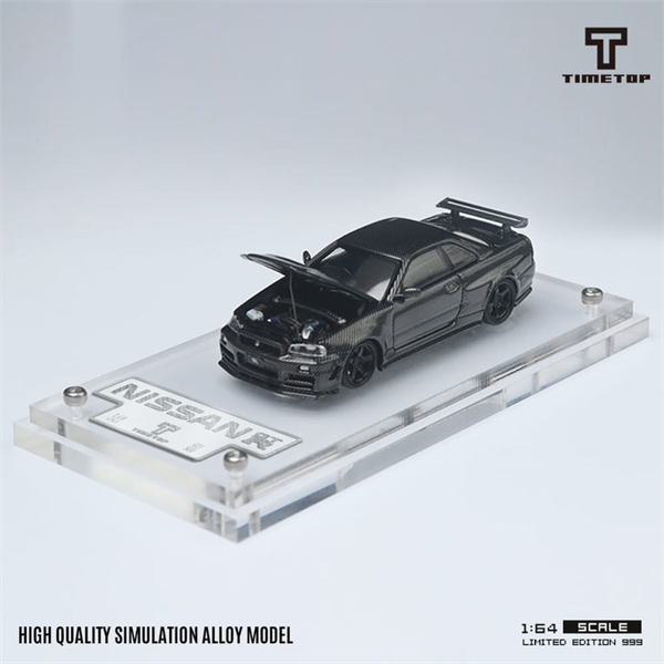  Mô hình xe Nissan Skyline GTR-R34 Full Carbon Black tỉ lệ 1:64 Time Top TT643422-1 