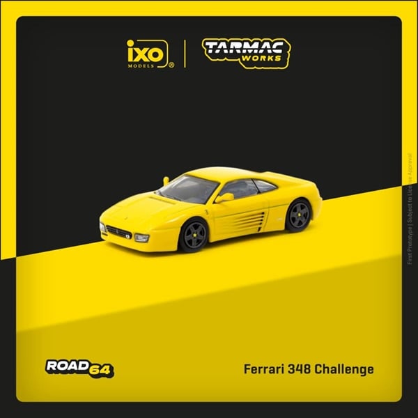  Mô hình xe Ferrari 348 Challenge, Yellow 1:64 Tarmac Works 