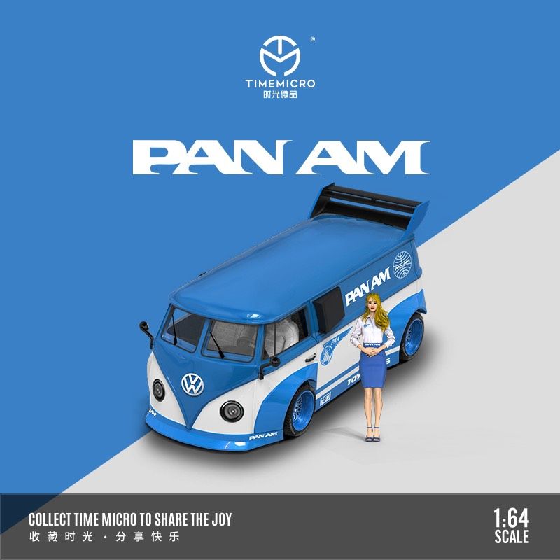  Mô hình xe Volkwagen T1 Pan Am Toyotires baby blue Limited 999 pcs tỉ lệ 1:64 Time Micro 