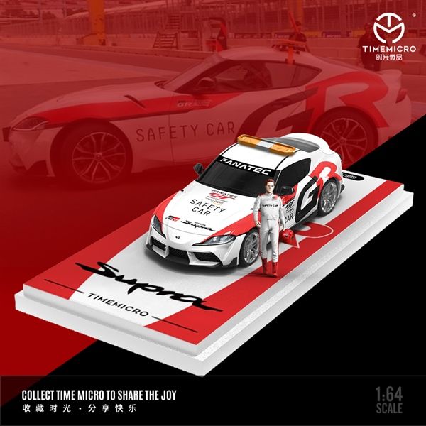  Mô hình xe Toyota Supra A90-Safety Car White Red tỉ lệ 1:64 Time Micro TM647413 