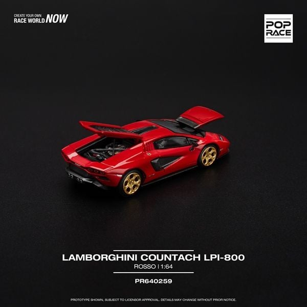  Mô hình xe Lamborghini Countach LPI-800 - ROSSO mở được capo - nắp máy sau tỉ lệ 1:64 Poprace PR640259 