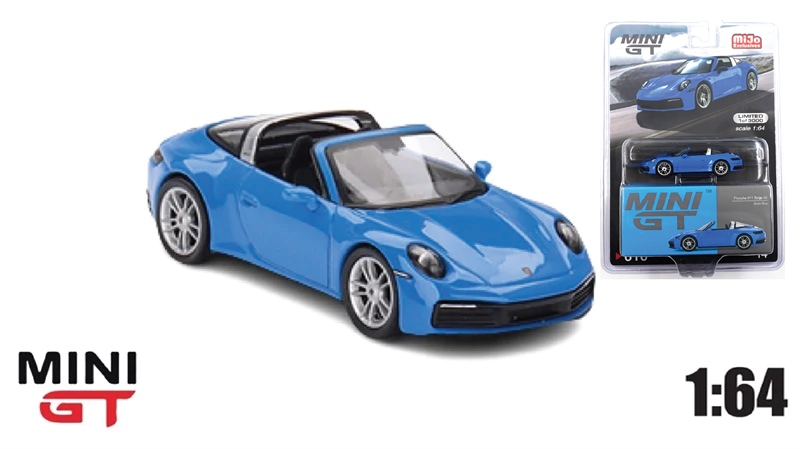  Mô hình xe Porsche 911 Targa 4S Shark Blue card tỉ lệ 1:64 MiniGT MGT00610-MJ 