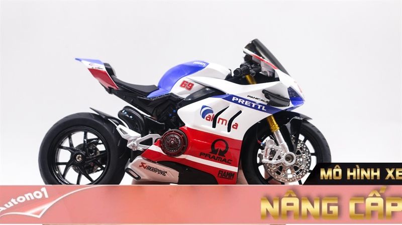  Mô hình xe độ Ducati Panigale V4s Pramac Alma Nồi Khô Tỉ Lệ 1:12 Autono1 D223i 