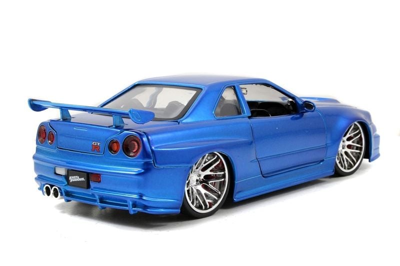  Mô hình xe Brian's 2002 Nissan Skyline GT-R R34 Blue Fast & Furious full open tỉ lệ 1:24 Jada toys 