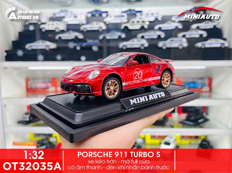  Mô hình xe Porsche 911 Turbo S full open , có đèn và âm thanh tỉ lệ 1:32 Miniauto OT32035 