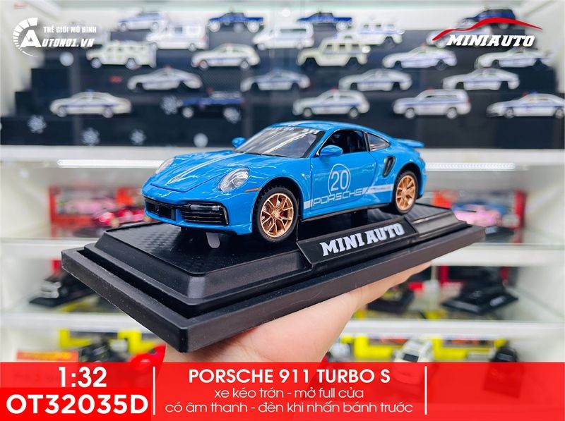  Mô hình xe Porsche 911 Turbo S full open , có đèn và âm thanh tỉ lệ 1:32 Miniauto OT32035 