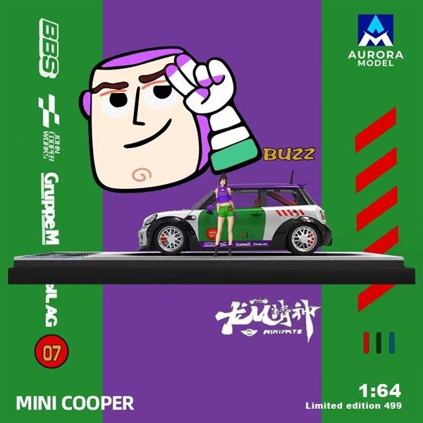 Mô hình xe BMW Mini Cooper Buzz Lightyear tỉ lệ 1:64 Aurora Model AM643639 