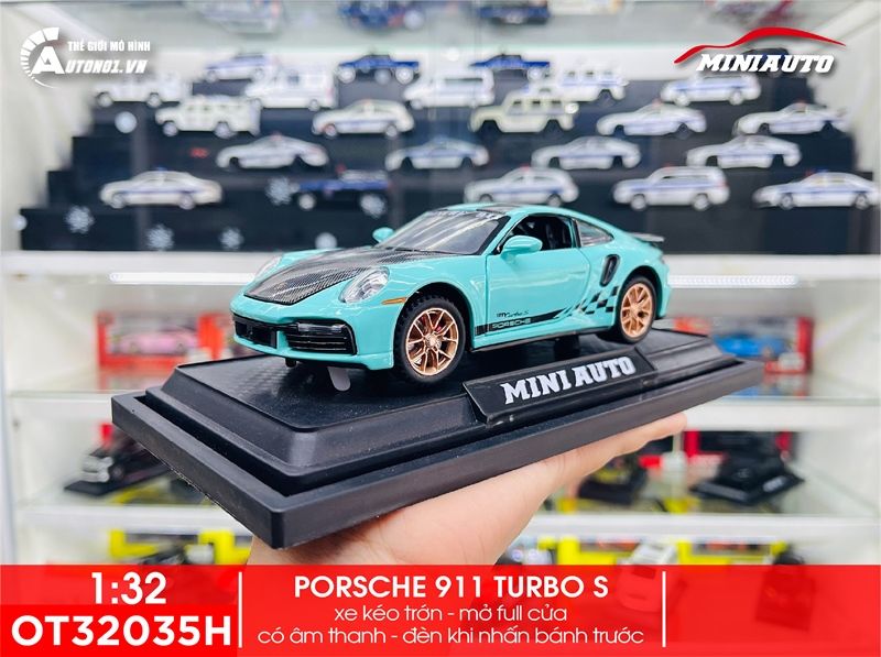  Mô hình xe Porsche 911 Turbo S full open , có đèn và âm thanh tỉ lệ 1:32 Miniauto OT32035 