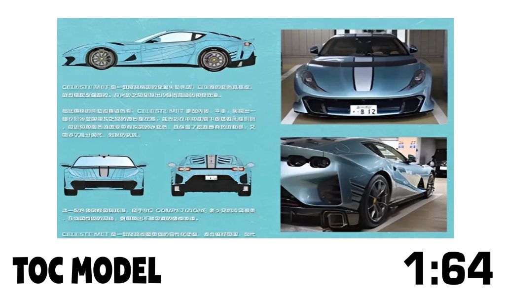  Mô hình xe Ferrari 812 Competizione Leaping horse tỉ lệ 1:64 TOC model TOCD-FE812C 
