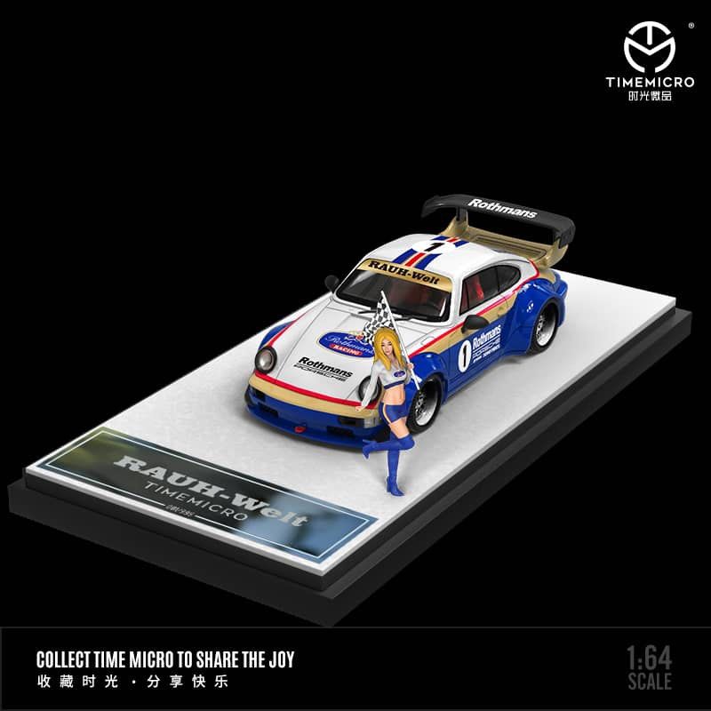  Mô hình xe Porsche Rauth Welt RWB 964Rothmans #1 blue white tỉ lệ 1:64 Time micro 