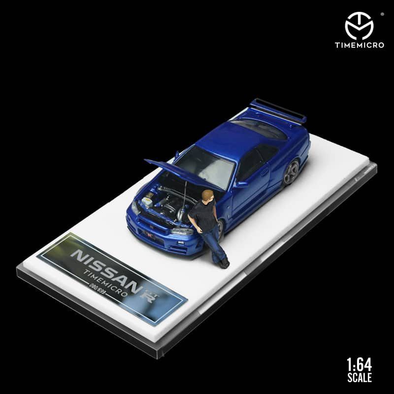  Mô hình xe Nissan GTR34 blue mở capo Fast and furious F&F Paul Walker limited 699 tỉ lệ 1:64 Time Micro 