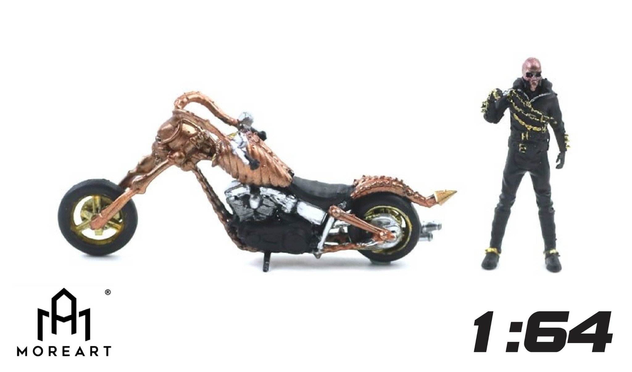  Mô hình nhân vật và mô tô Skeleton Knight Motorcycle Doll Red Magic Edition tỉ lệ 1:64 More Art MO222126 