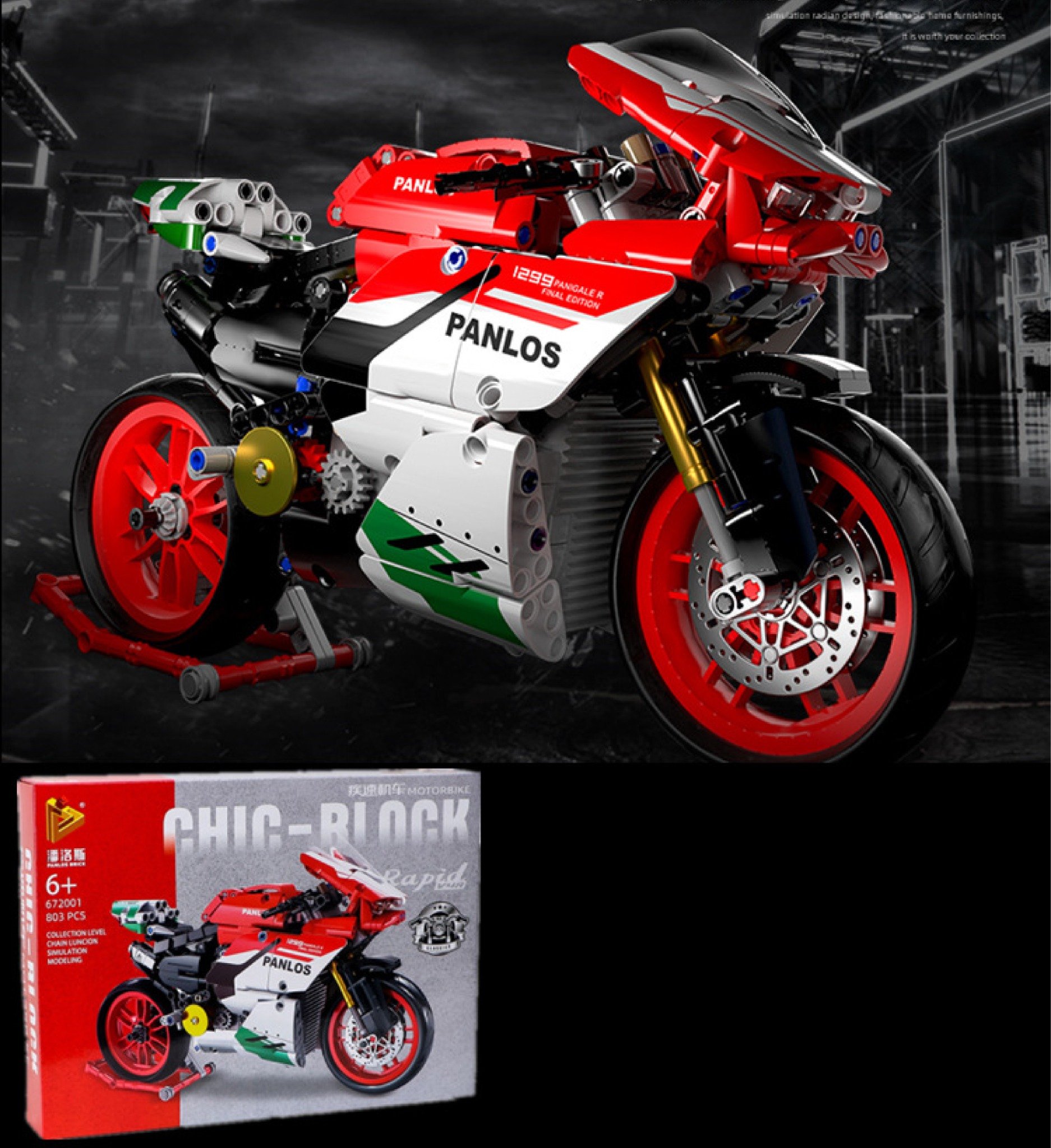  Mô hình xe mô tô lắp ghép Ducati 1299 Panigale R Technic 803 pcs tỉ lệ 1:6 LG005 