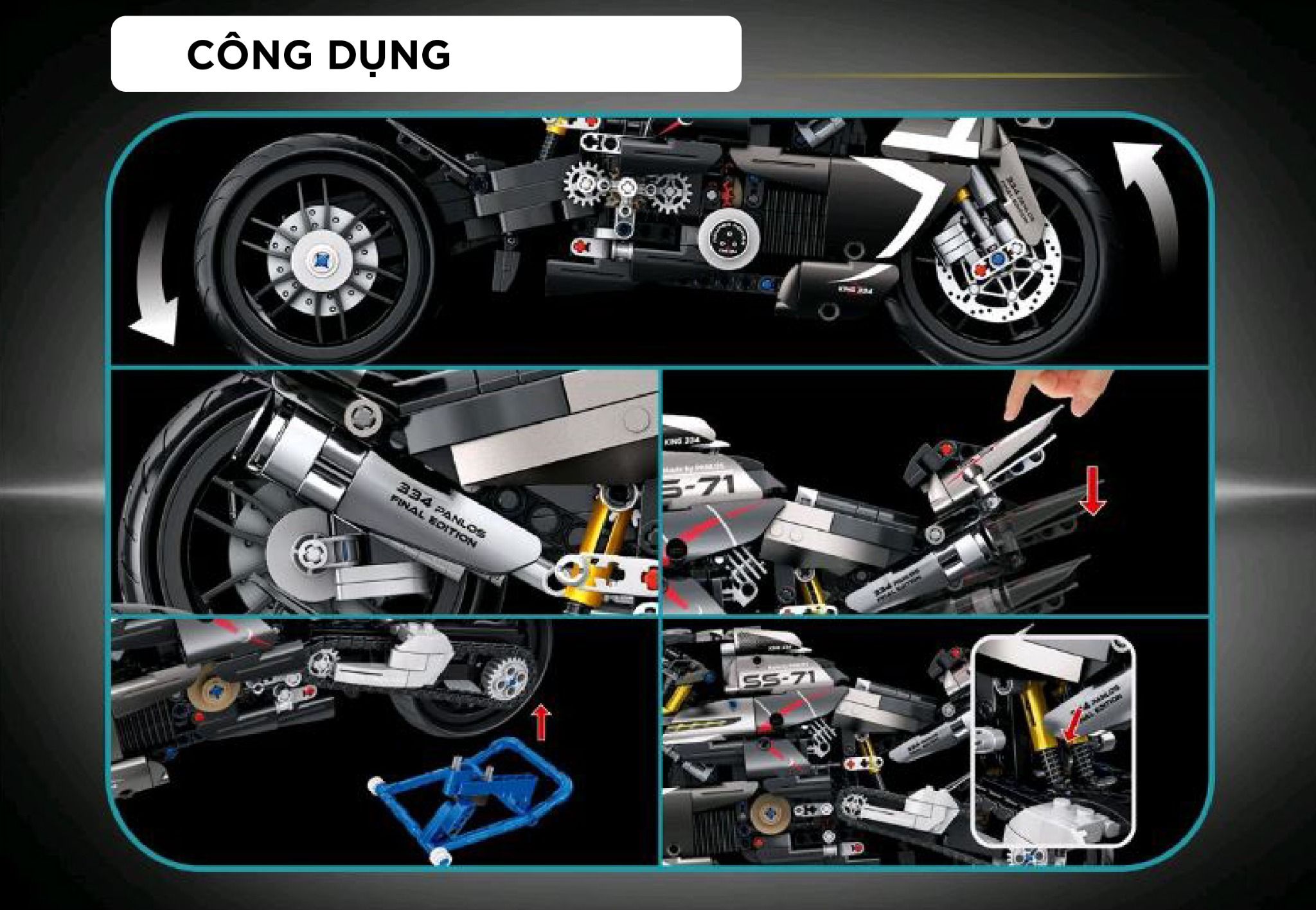  Mô hình xe mô tô lắp ghép Suzuki B King Technic 1056 pcs tỉ lệ 1:8 LG012 