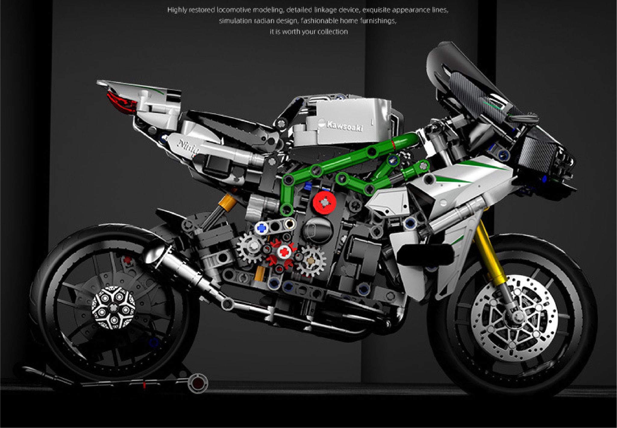  Mô hình xe mô tô lắp ghép Kawasaki Ninja H2R Technic 858 pcs tỉ lệ 1:6 LG006 