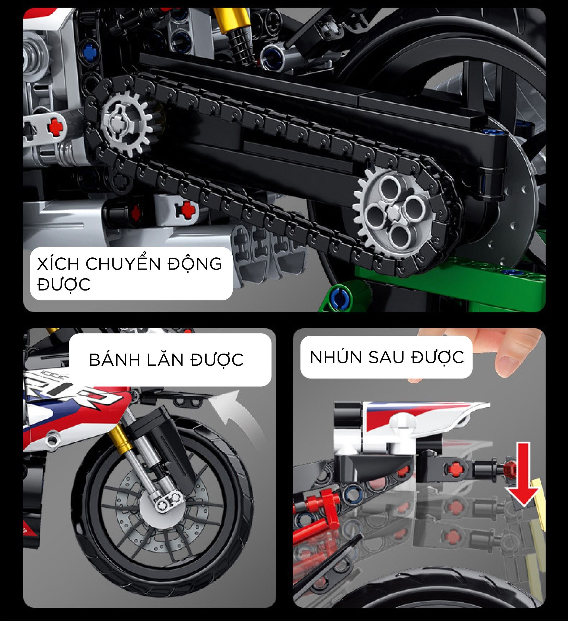  Mô hình xe mô tô lắp ghép BMW M1000RR SBK Technic 912 pcs tỉ lệ 1:6 LG003 