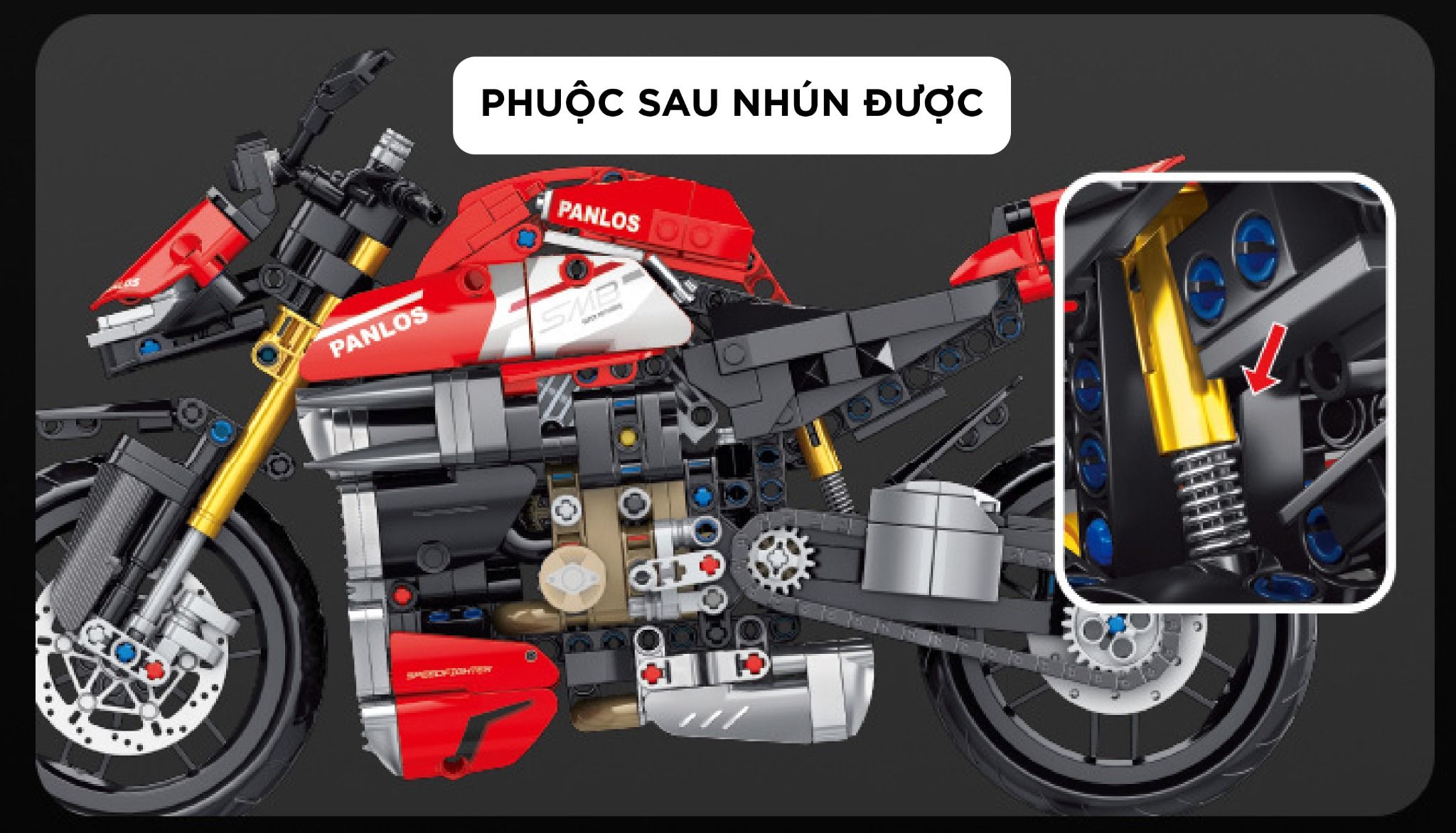  Mô hình xe mô tô lắp ghép Ducati Streetfighter v4 Technic 981 pcs tỉ lệ 1:5 LG011 