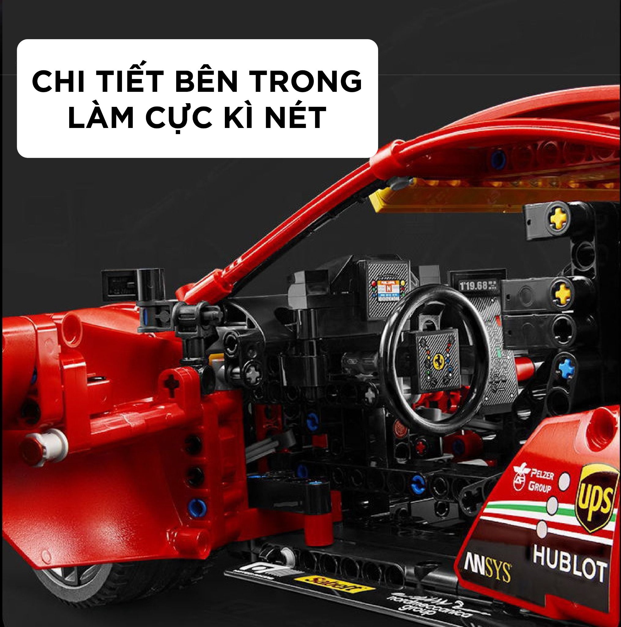  Mô hình xe ô tô lắp ghép Ferrari 488 GTE No.51 Technic 1677 pcs tỉ lệ 1:10 LG008 