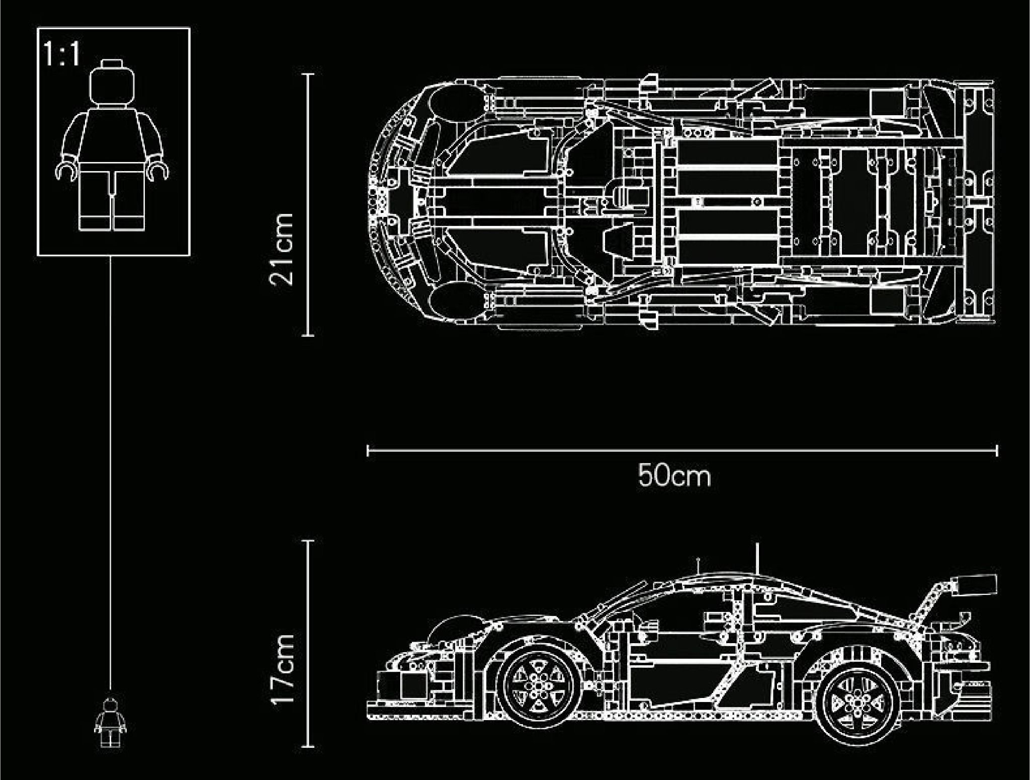  Mô hình xe ô tô lắp ghép Porsche 911 RSR Technic 1580 pcs tỉ lệ 1:10 LG004 