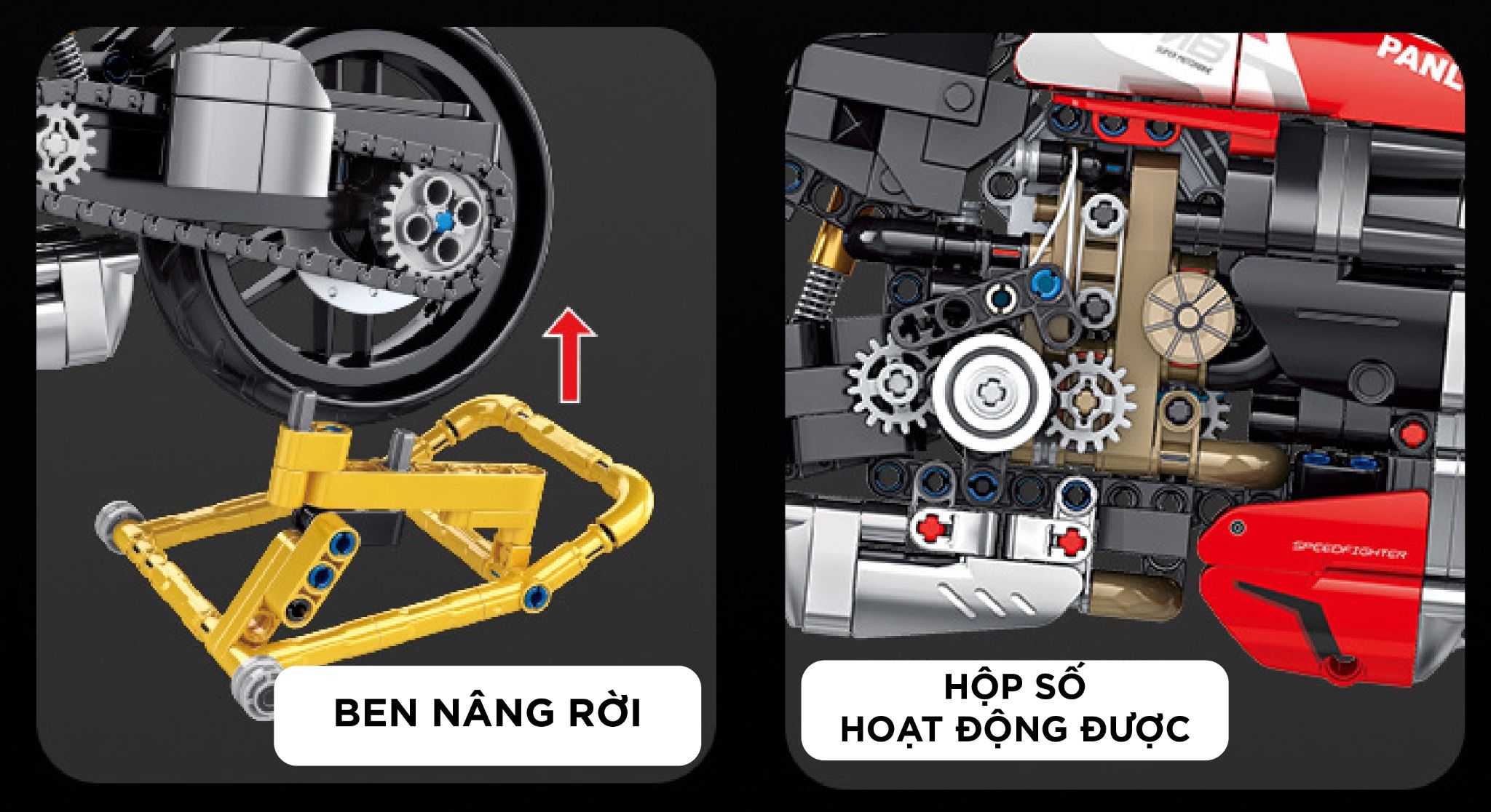  Mô hình xe mô tô lắp ghép Ducati Streetfighter v4 Technic 981 pcs tỉ lệ 1:5 LG011 