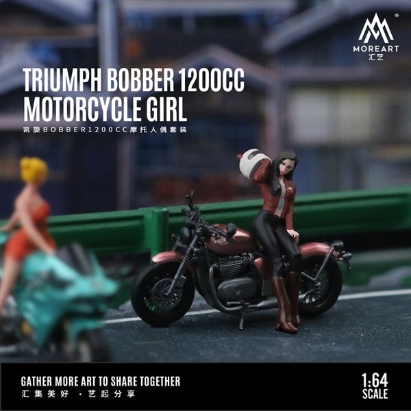  Mô hình nhân vật nữ và xe Triumph Bobber 1200c Motorcycle Girl tỉ lệ 1:64 MoreArt MO222070 