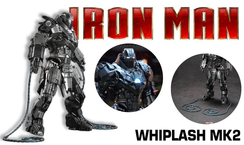  Mô hình nhân vật Marvel Whiplash Blacklash Marvel - MK2 có đèn Iron man 2 SHF tỉ lệ 1:10 23CM ZD Toys FG263 
