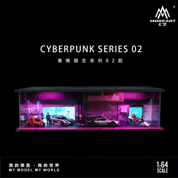  Hộp trưng bày mica mô phỏng gara Cyberpunk Series Light Edition Assembly Scene tỉ lệ 1:64 MoreArt MO914302 
