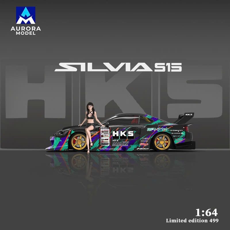  Mô hình xe Nissan S15 HKS tỉ lệ 1:64 Aurora Model AM646008 