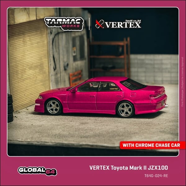  Mô hình xe VERTEX Toyota Mark II JZX100, Red Metallic tỉ lệ 1:64 Tarmac Works T64G-024-RE 
