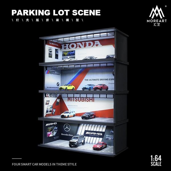  Hộp trưng bày mica mô phỏng bãi đỗ xe MERCEDES-BENZ kích thước 30x13.3x10cm tỉ lệ 1:64 MoreArt MO914029 