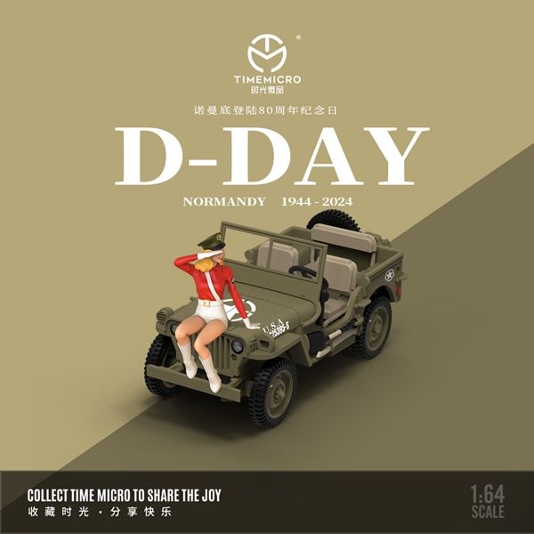  Mô hình xe Jeep Willys MB Willys-Normandy Landing 80th Anniversary Edition tỉ lệ 1:64 Time Micro TM643703 