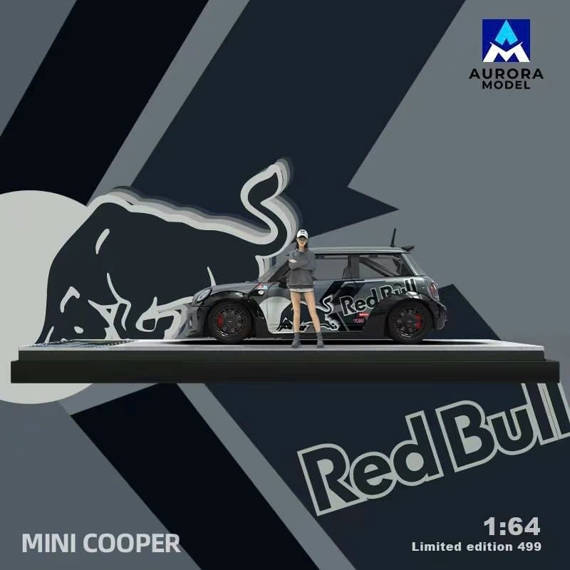  Mô hình xe Mini Cooper Redbull Livery Limited 499 pcs tỉ lệ 1:64 Aurora model AM643627 