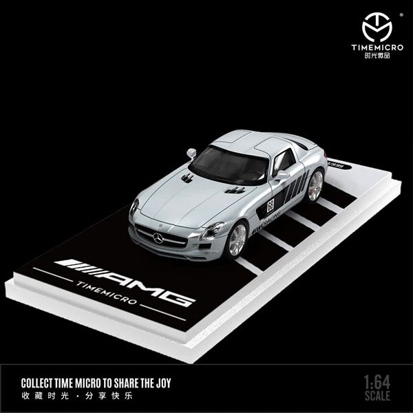  Mô hình xe Mercedes Benz SLS Silver Black tỉ lệ 1:64 TimeMicro TM643321 