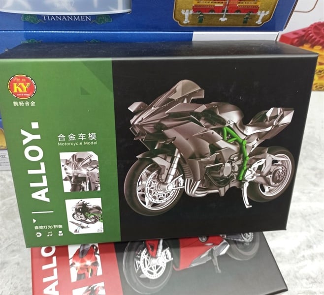  Mô hình xe lắp ráp Kawasaki H2R hợp kim có âm thanh có đèn 1:12 Alloy Model MT033 