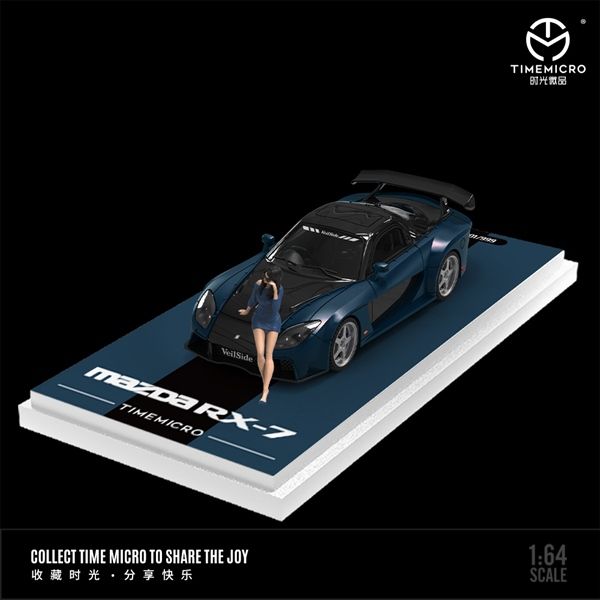  Mô hình xe Mazda RX-7 Veilside Black Blue tỉ lệ 1:64 Time Micro TM645812 