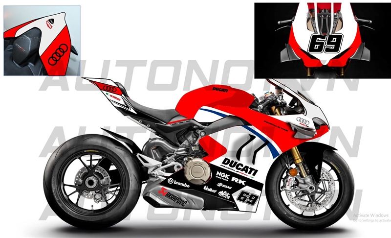 DECAL NƯỚC ĐỘ DUCATI PANIGALE V4S - AUDI RS TỈ LỆ 1:12 AUTONO1 DC603B