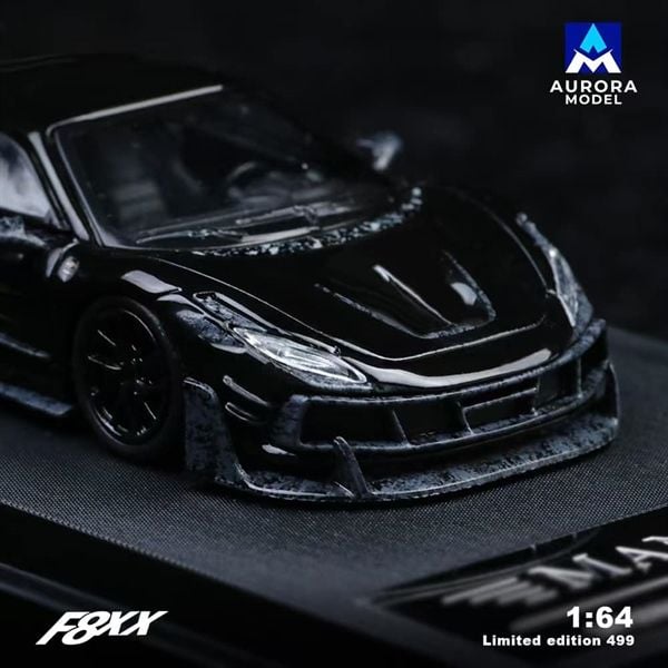  Mô hình xe Ferrari F8 Tributo Mansory F8XX black carbon fiber limited to 499pcs tỉ lệ 1:64 Aurora model AM646514 