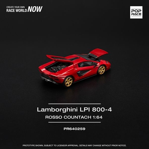  Mô hình xe Lamborghini Countach LPI-800 - ROSSO mở được capo - nắp máy sau tỉ lệ 1:64 Poprace PR640259 