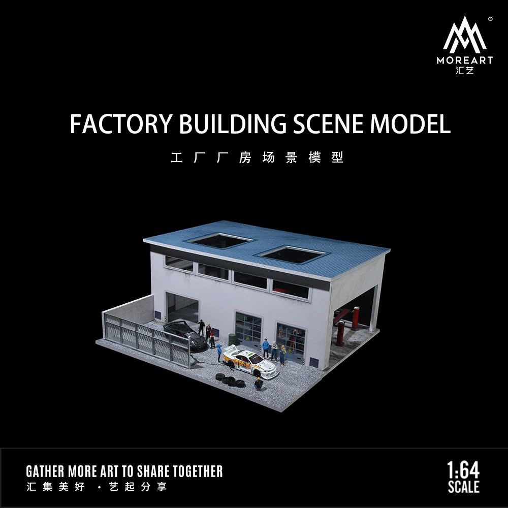  Hộp trưng bày showroom garage để xe có hàng rào có đèn tỉ lệ 1:64 MO936403 More Art 