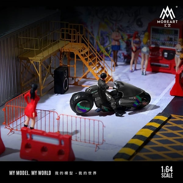  Mô hình nhân vật và mô tô Akira HKS Human's figure Set tỉ lệ 1:64 Modernart More art MO222121 
