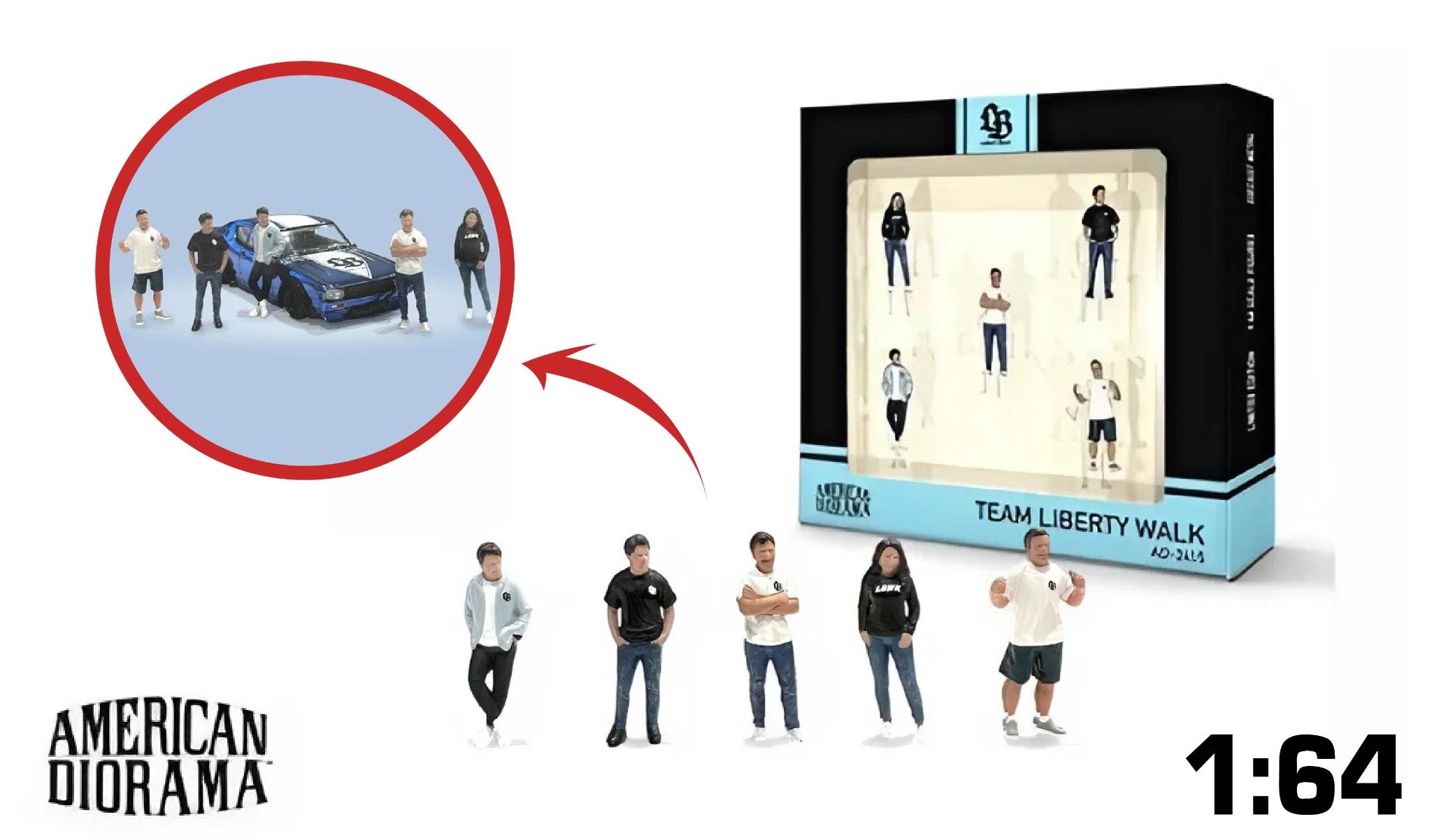  Set mô hình nhân vật Team Liberty Walk (Set of 5) AD-2415 tỉ lệ 1:64 AMERICAN DIORAMA AD-2415 