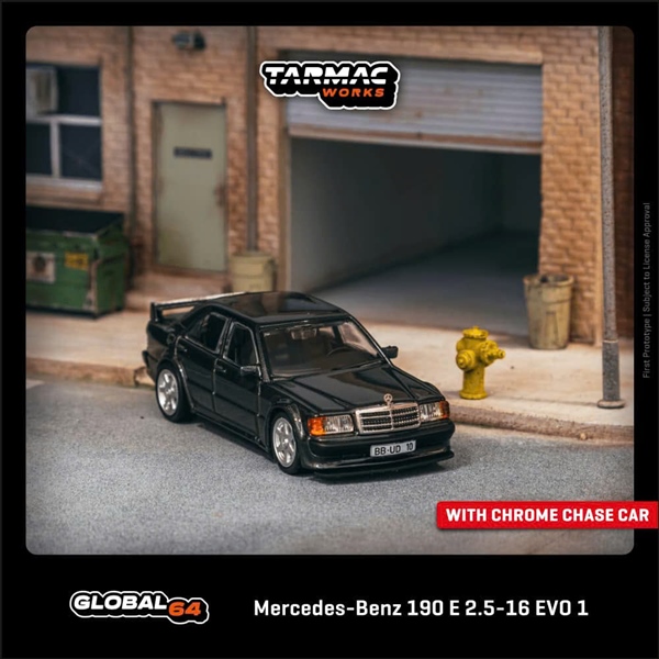  Mô hình xe Mercedes-Benz 190 E 2.5-16 EVO 1, Blue-Black metallic tỉ lệ 1:64 Tarmac Works T64G-057-BK 